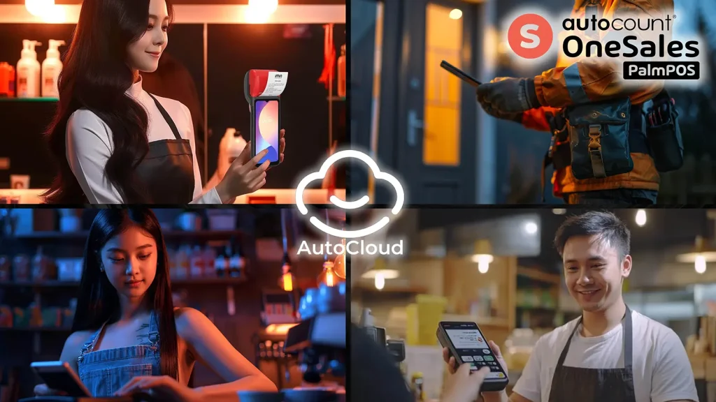 AutoCount PalmPOS at Malaysian retail store counter