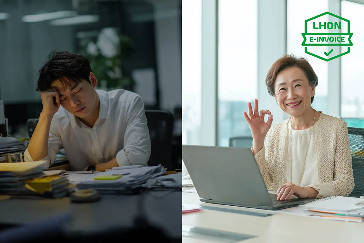 Comparison of LHDN e-Invoice submission errors versus a successfully validated e-invoice with QR code in Malaysia